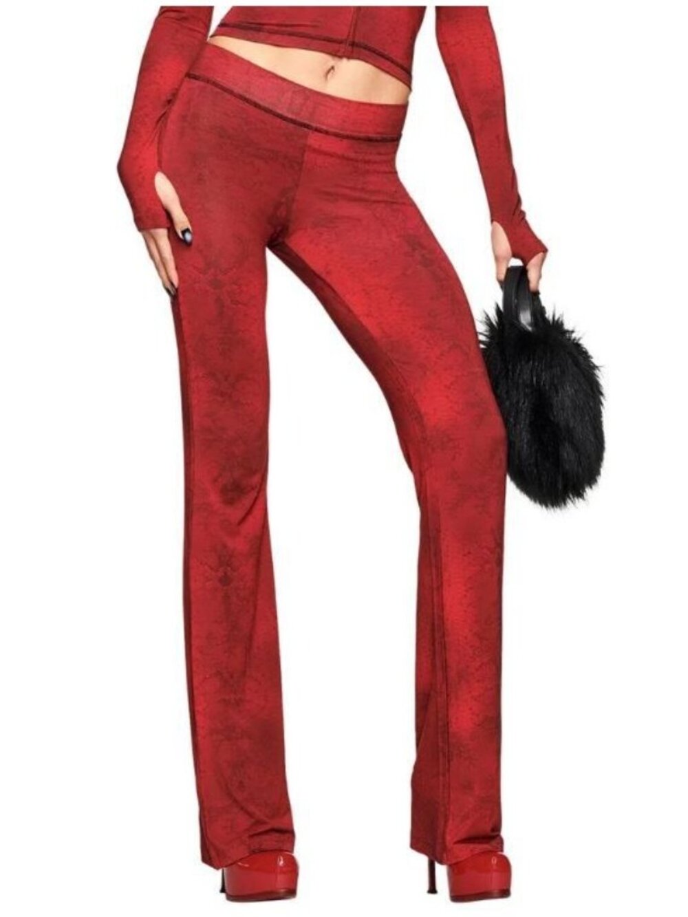 I AM GIA Red Serpentine Blare Trackpant Women Size XXS NWT Flared Hem